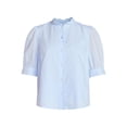 thumbnail image 2 of Time and Tru Women's Cotton Scalloped Edge Blouse with Short Sleeves, Sizes XS-XXXL, 2 of 5