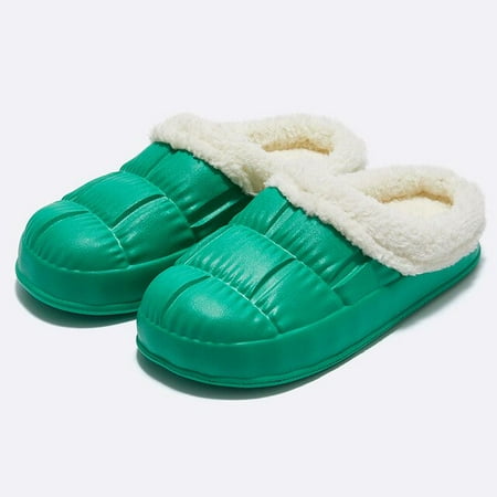 

QWZNDZGR Winter Warm House Slippers Woman Waterproof Non Slip Faux Fur Slides for Women Fashion eva Soft Sole Cotton Foot Slippers Couple