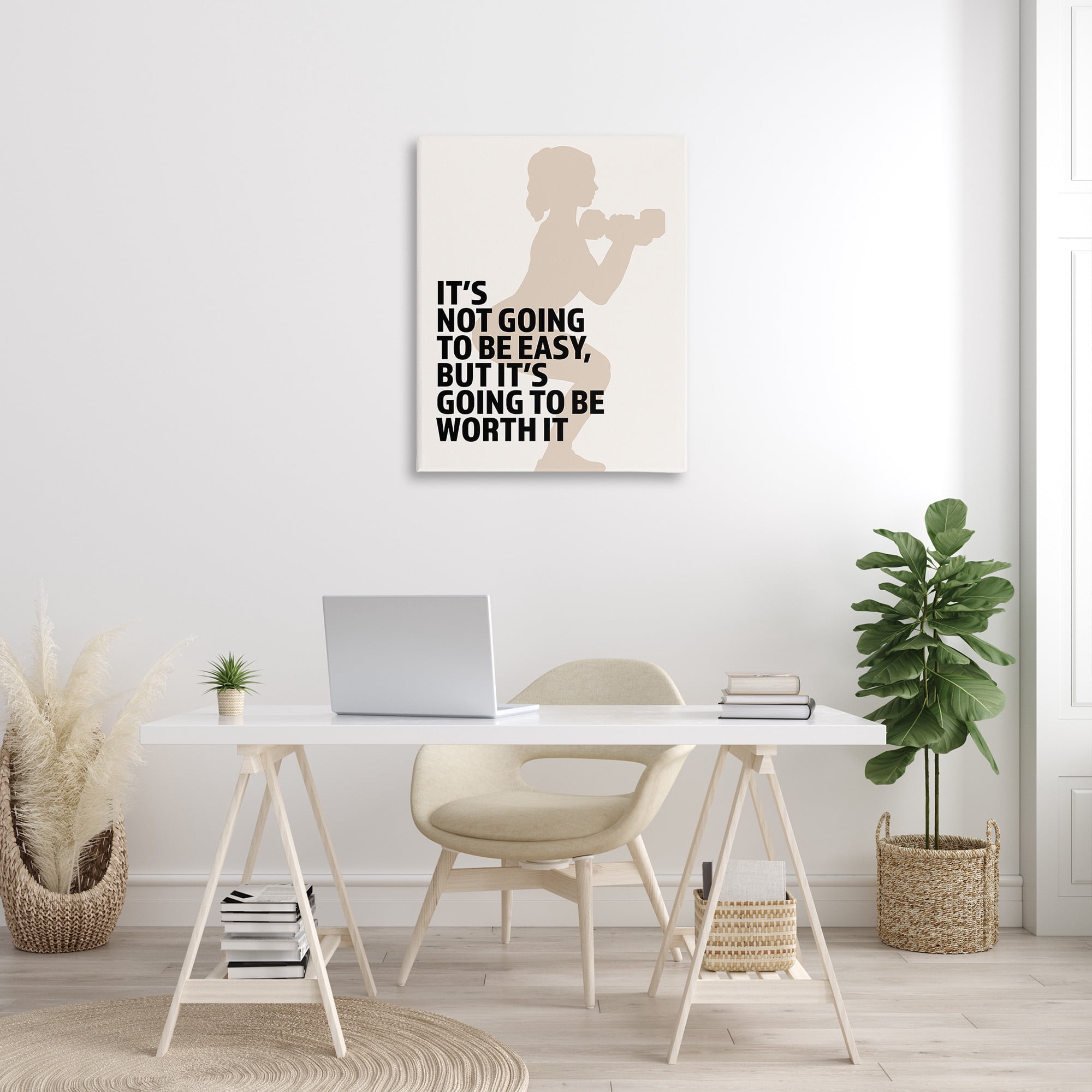 Stupell Industries Not Easy But Worth It Inspirational Painting Gallery Wrapped Canvas Art Print Wall Art, 30 x 40