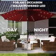 thumbnail image 3 of Autlaycil 10 ft Red Solar Patio Umbrellas with 32 LED lights for Market Outdoor Pool, Steel Tilt Crank, 3 of 7