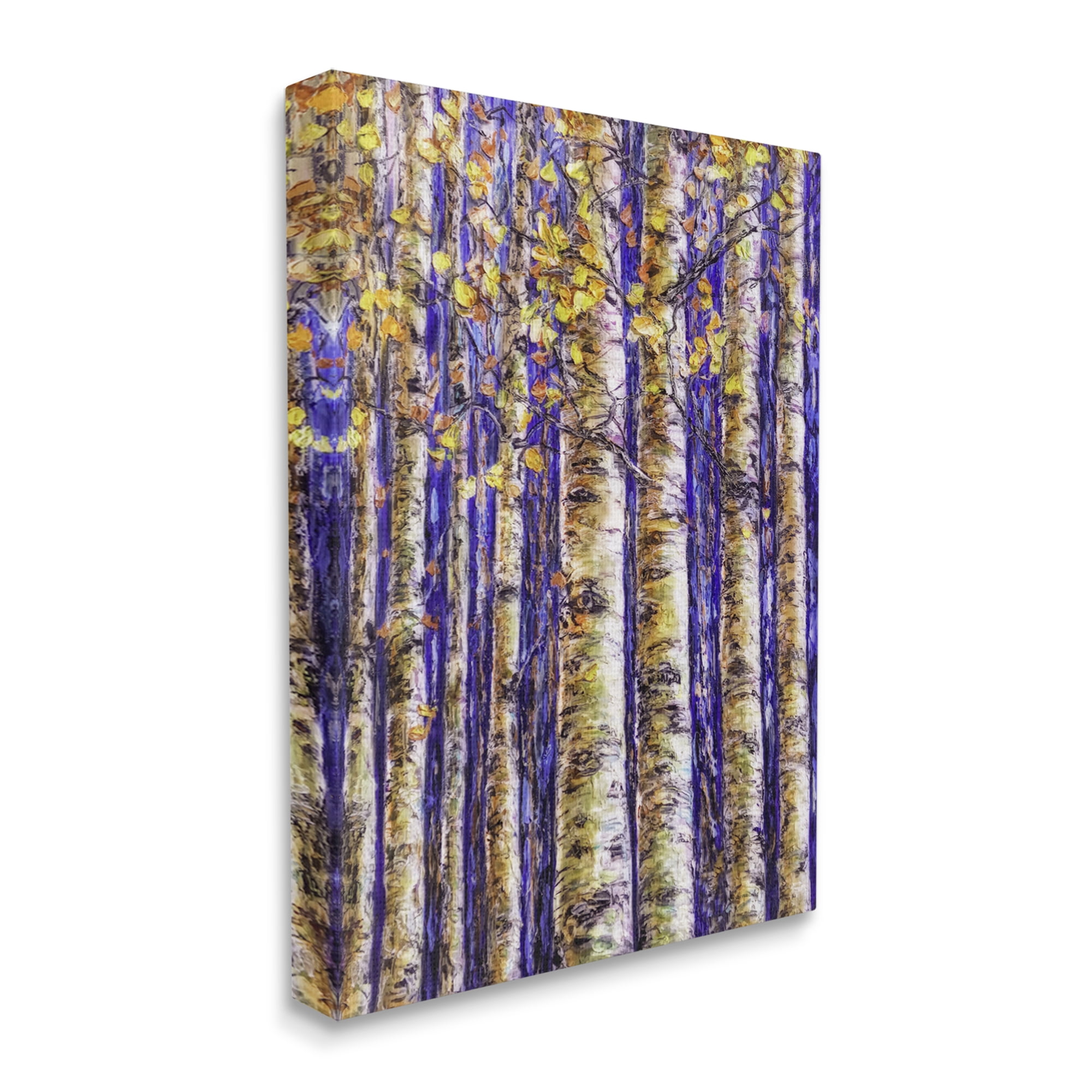 Stupell Industries Birch Trees on Blue Nature Painting Gallery Wrapped Canvas Print Wall Art, 24 x 30
