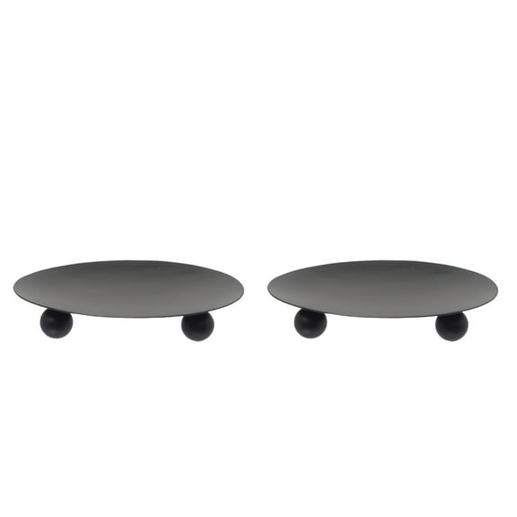 Hosley Pack of 2 Black Iron Pillar Candle Holders 4 Inch Diameter Table Centerpiece Perfect for Home Decor, Wedding, Parties, Living Room