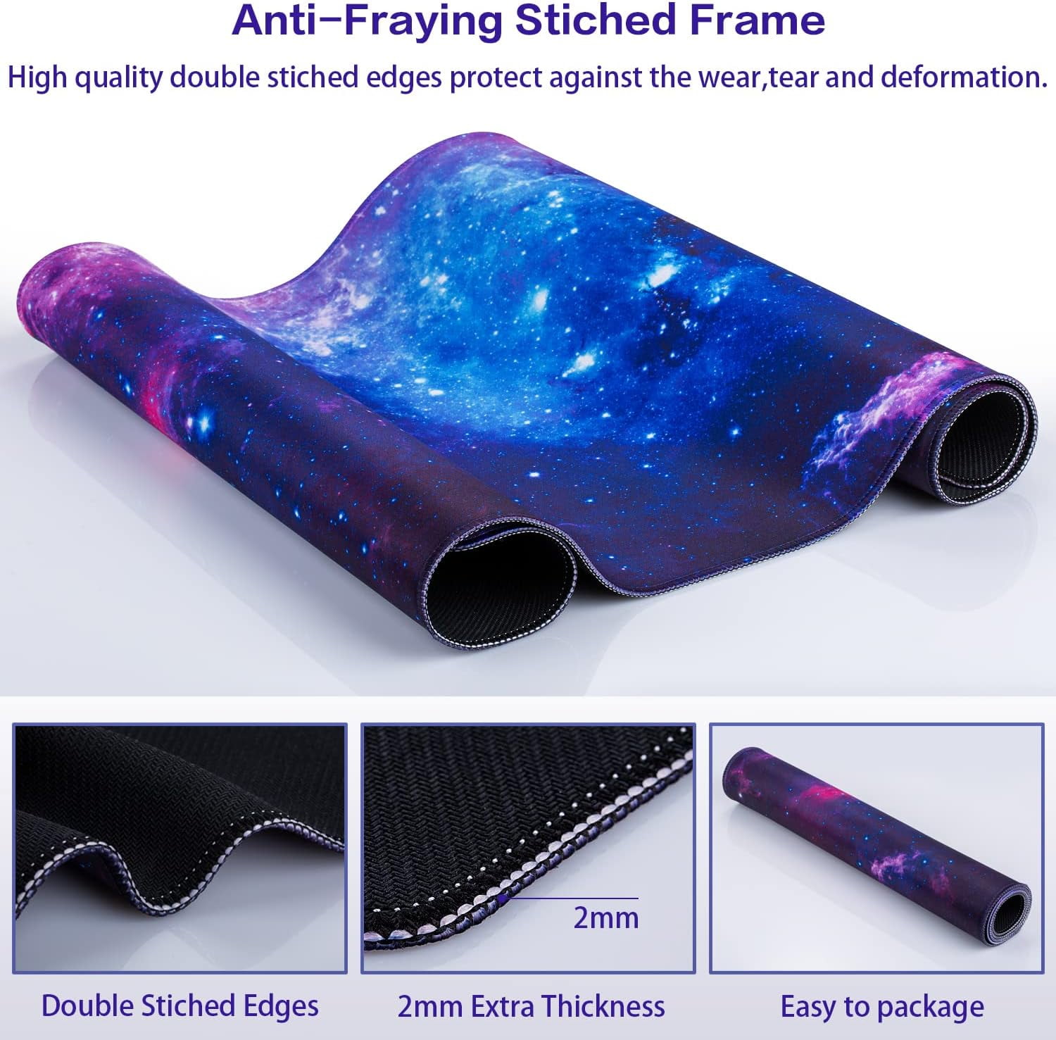 Gaming Mouse Pad, Large Mouse Pad for Desk, 31.5x15.7inch Mouse Pad for Home Office Gaming Work-Blue Galaxy