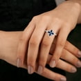 thumbnail image 3 of SZUL Women's 3/4 Carat TW Sapphire and Diamond Flower Ring in 10K White Gold, 3 of 6
