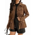thumbnail image 3 of Female Fashion Corduroy Shackets Down Jackets Tops Fall Trendy Long Sleeve Shirts Brown XXL, 3 of 9