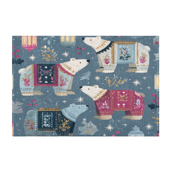 Rectangle Bath Rugs Plush Bathroom Carpet Mat Non Slip Bathroom Mats Polar Bear Pattern