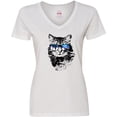 thumbnail image 3 of Inktastic Cat with Sunglasses and Beach Sunset Women's V-Neck T-Shirt, 3 of 5