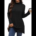 thumbnail image 3 of Camiseta Holgada de Larga con Cuello Alto y Estampado Geométrico de Jacquard para Mujer, Otoño e Invierno. Negro XL, 3 of 10