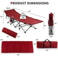 thumbnail image 4 of Costway Folding Retractable Travel Camping Cot w/Removable Mattress & Carry Bag Red, 4 of 10