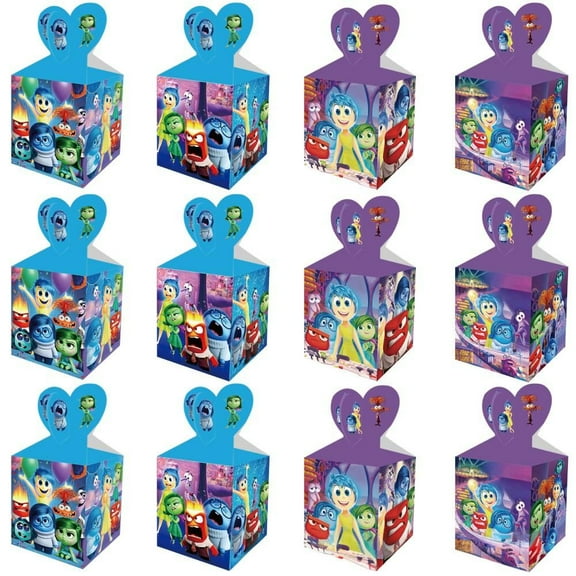 12 Pcs Inside Out Party Candy Boxes for Anime Theme Birthday Party Supplies Decor, Kids Birthday Game Party Kraft Paper Gift Bag Decoration