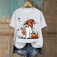 thumbnail image 2 of TOWED22 Women Fall Halloween Shirt Novelty Spooky Coffee Print Graphic Tees Pumpkin Thanksgiving Tops(White,L), 2 of 4
