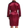 thumbnail image 4 of Mens Satin Robe Lightweight Silk Long Sleeve Bathrobe with Shorts Set Spa Kimono Sleepwear, 4 of 5