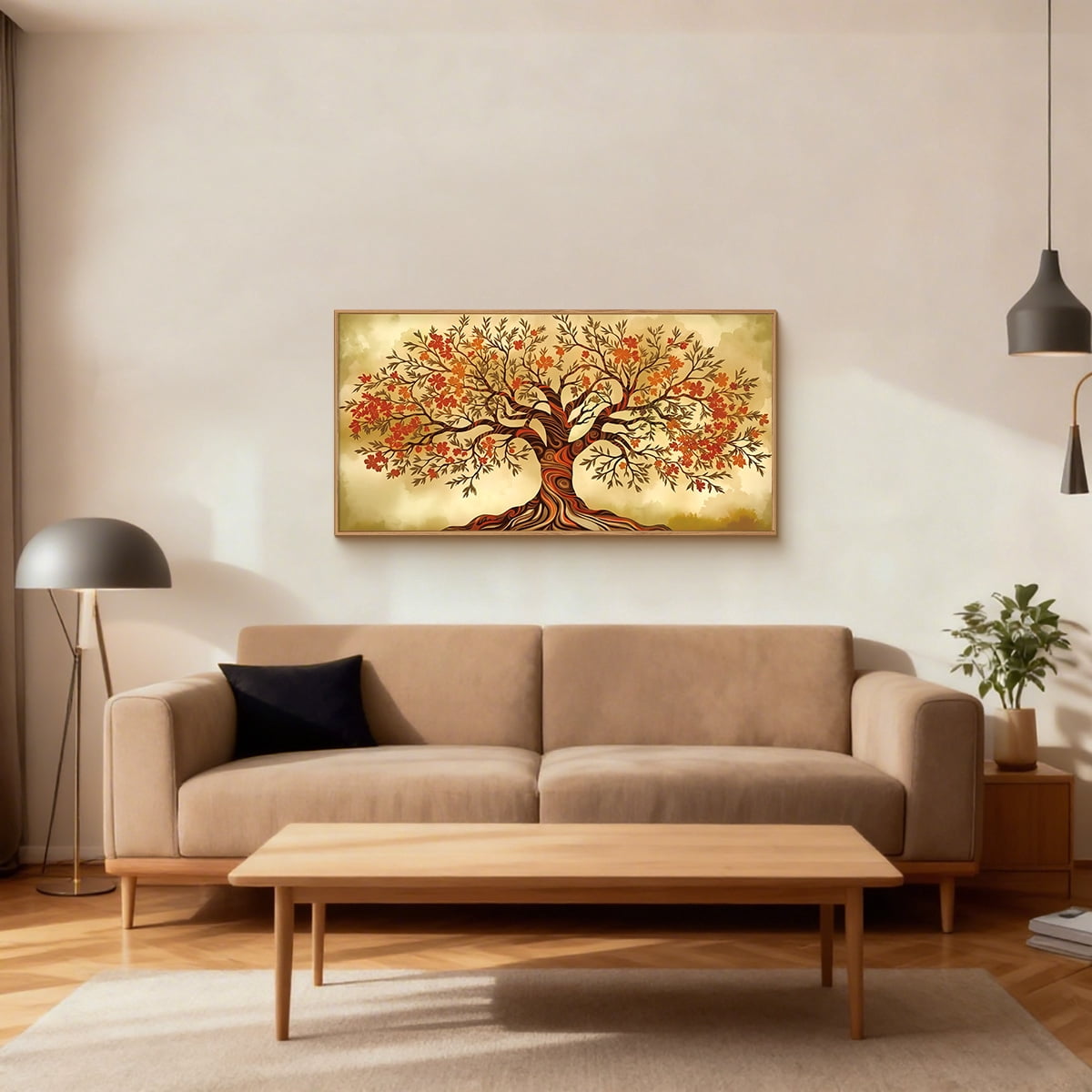TOARTi Tree of Life Framed Canvas Wall Art Elegant Vintage Big Tree Painting Nature-Inspired Wall Decor for Living Room Bedroom Office 20x40 Inch