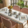 thumbnail image 3 of Beige Boho Table Cloths for 3 Foot Rectangle Tables, Vintage Ethnic Tribe Abstract Art Retro Patio Waterproof Elastic Fitted Tablecloths, Washable Rectangular Table Cover for Camping, 3 of 8