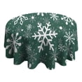 thumbnail image 4 of Green Christmas Snowflake Pattern Round Tablecloth 60"x60",Wrinkle Wipeable Table Cloth for Kitchen Dining Room Picnic Patio Party, 4 of 6