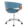 thumbnail image 5 of LumiSource Chrome Metal, Walnut Wood, Blue Fabric Vintage Mod Office Chair, 5 of 6
