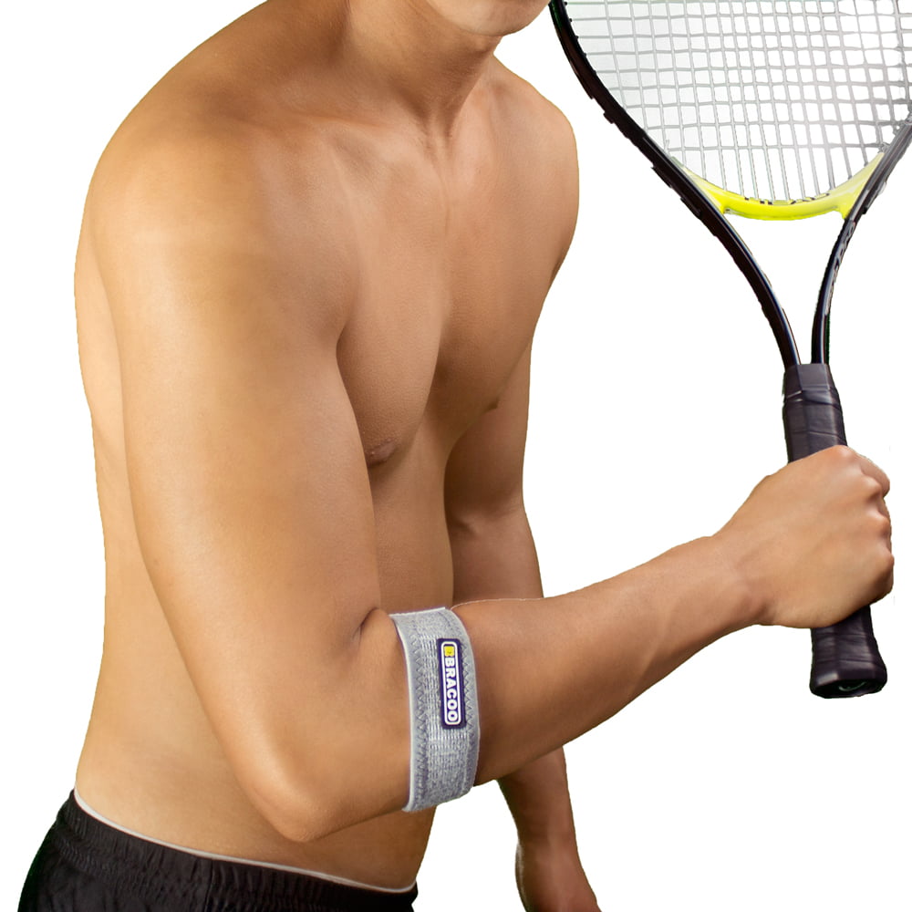 Bracoo Tennis Golfer Elbow StrapSupport Brace EVA Compression PadOne SizeGray 