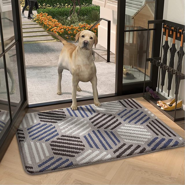 (1 paquete) Felpudo para puerta de interior, alfombras superabsorbentes para puerta de entrada, alfombra de entrada antideslizante, lavable, resistente a la suciedad, 20 x 32 pulgadas