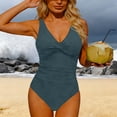 thumbnail image 7 of Hvot&aat Womens One Piece Tummy Control Swimsuit Slimming Solid Color Backless Bathing Suit Retro Swimwear with Adjustable Strap, 7 of 7