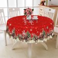thumbnail image 3 of Lfeey Christmas New Year Tablecloth, Merry Christmas Party Dining Table Cover, Red, 60" Round, 3 of 6