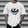thumbnail image 2 of White Mens Halloween Lounge Top Short Sleeve Blouses for Mens Boat Neck Spandex Skull Graphic Loose Fit Fall Summer Shirts 2025 Soft Comfy Clothes Country Concert Y2K 3XL, 2 of 4