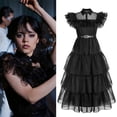 thumbnail image 2 of Película Wednesday Cosplay vestidos Wednesday Addams Cosplay disfraz gótico viento adultos niños vestido Halloween fiesta disfracesL Gao Jinjia LED, 2 of 2