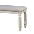 thumbnail image 2 of Fabric Upholstered Wooden Bench, White, 2 of 5