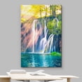 thumbnail image 3 of wall26 Canvas Print Wall Art Morning Sunlight Forest River Waterfall Nature Wilderness Photography Realism Decorative Landscape Relax/Calm Zen Multicolor for Living Room, Bedroom, Office - 32"x4, 3 of 5
