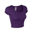 thumbnail image 2 of Women's fashion cropped short-sleeved T-shirt solid color slim top, 2 of 7