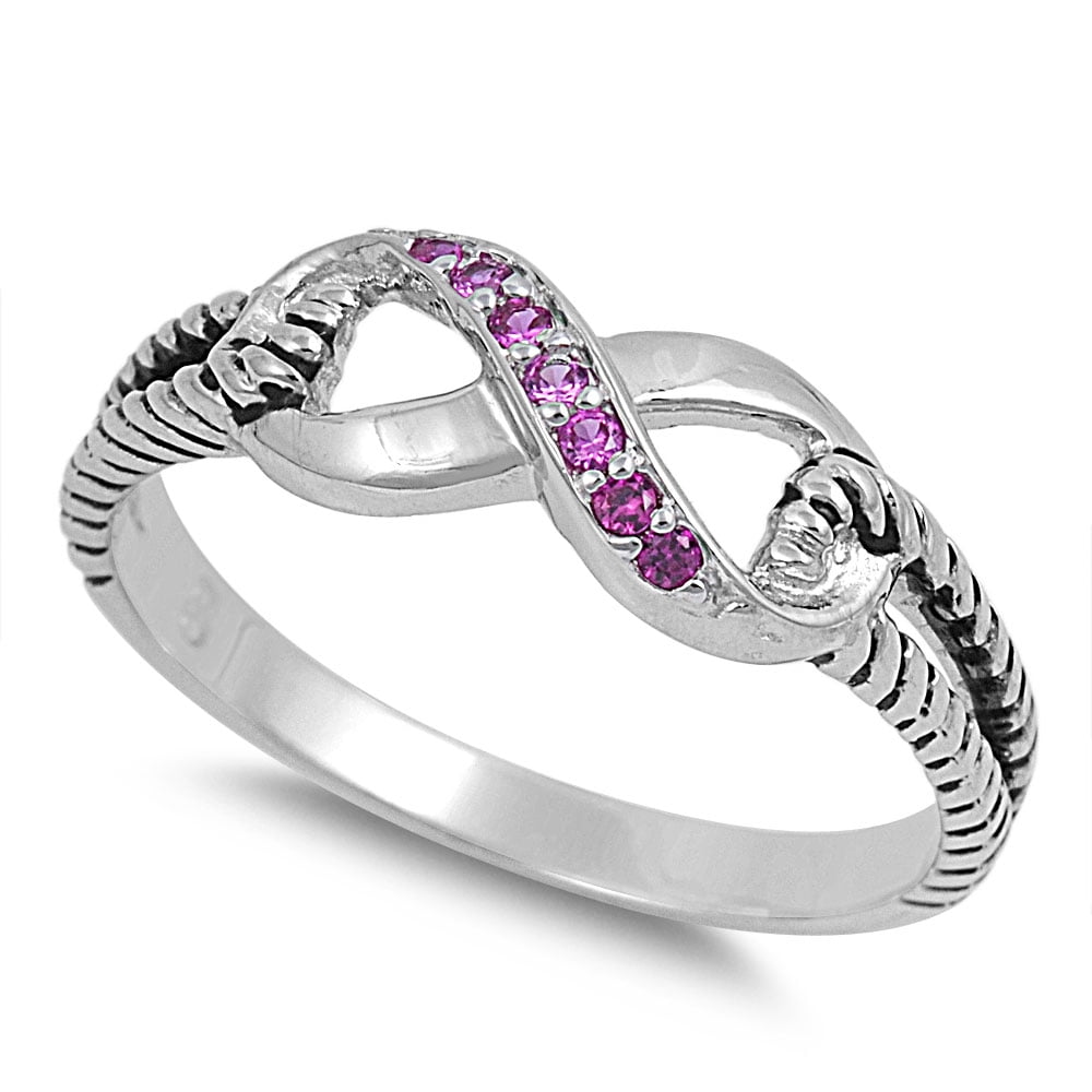 Adoration Infinity Simulated Ruby Cubic Zirconia Ring Sterling Silver
