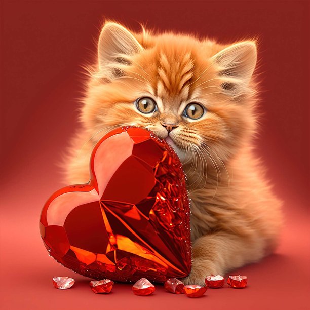 Pintura de diamante 5D DIY, taladro redondo completo, Kit de corazón y gato, decoración del hogar, 30x30cm