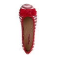 thumbnail image 6 of Rugged Bear Girls Bow with Straps Mary Jane Ballerina Flats, Toddler Slip On Dress Shoes for School And Parties White Red, Size: 7, 6 of 6