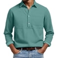 thumbnail image 2 of Men's Long Sleeve Polos Shirts Solid Color Rayon Collar Button Pocket Hyperline Shirt for Daily Commuting, 2 of 6