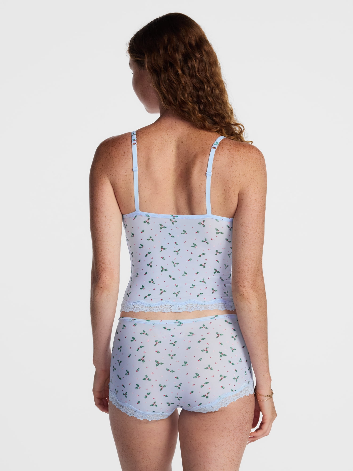 No Boundaries Fit Stretch Lace Trim Cami and Shorts Pajama Set, 2-Piece, Women's XS-XXXL