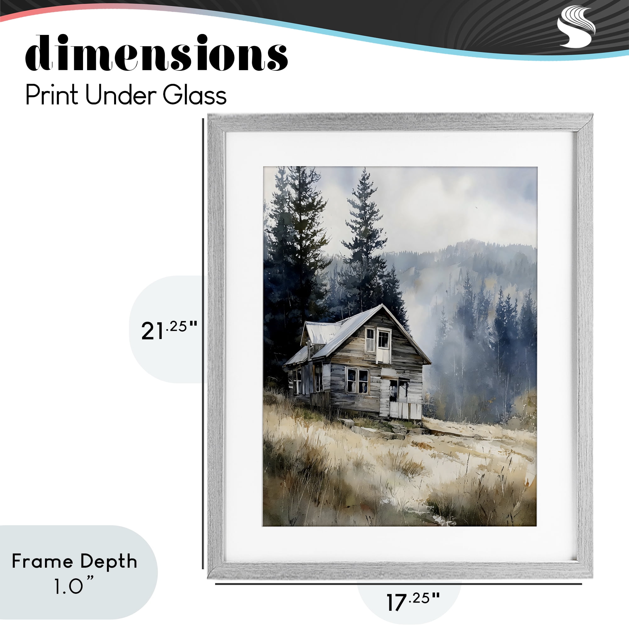Stupell Industries Old Mountain House Gray Framed Print Under Glass, design by Franklyn Gregory