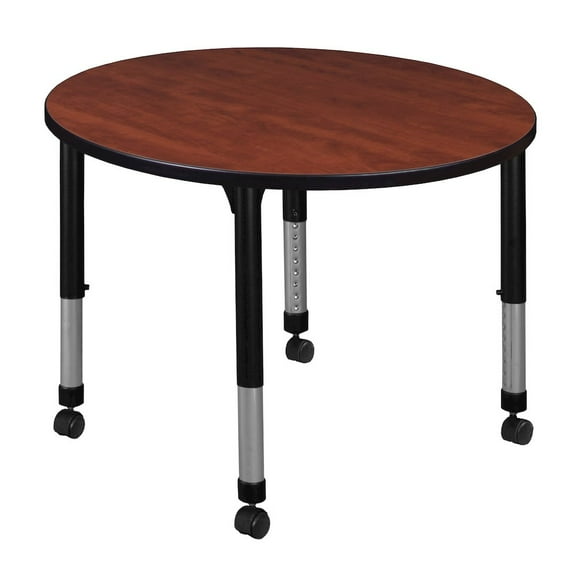 Regency 36 in. Round Height Adjustable Mobile Classroom Activity Table- Cherry