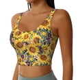 thumbnail image 2 of Daiia Sunflowers Vintage Printed Women's Sports Bra, Breathable Activewear Bra with U-Back Design and Removable Pads, Comfortable and Supportive for Yoga, Workout-XX-Large, 2 of 8