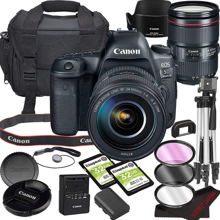 Canon EOS 5D Mark IV DSLR Camera Bundle with 24-105mm L is II USM Lens | Built-in Wi-Fi|30.4 MP Full Frame CMOS Sensor | |DIGIC 6+ Image Processor and Full HD Videos + 64GB Memory(17pcs)
