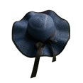 thumbnail image 2 of Visland Women Bowknot Straw Weave Wavy Wide Brim Sunscreen Outdoor Beach Sunhat Cap Hat, 2 of 4