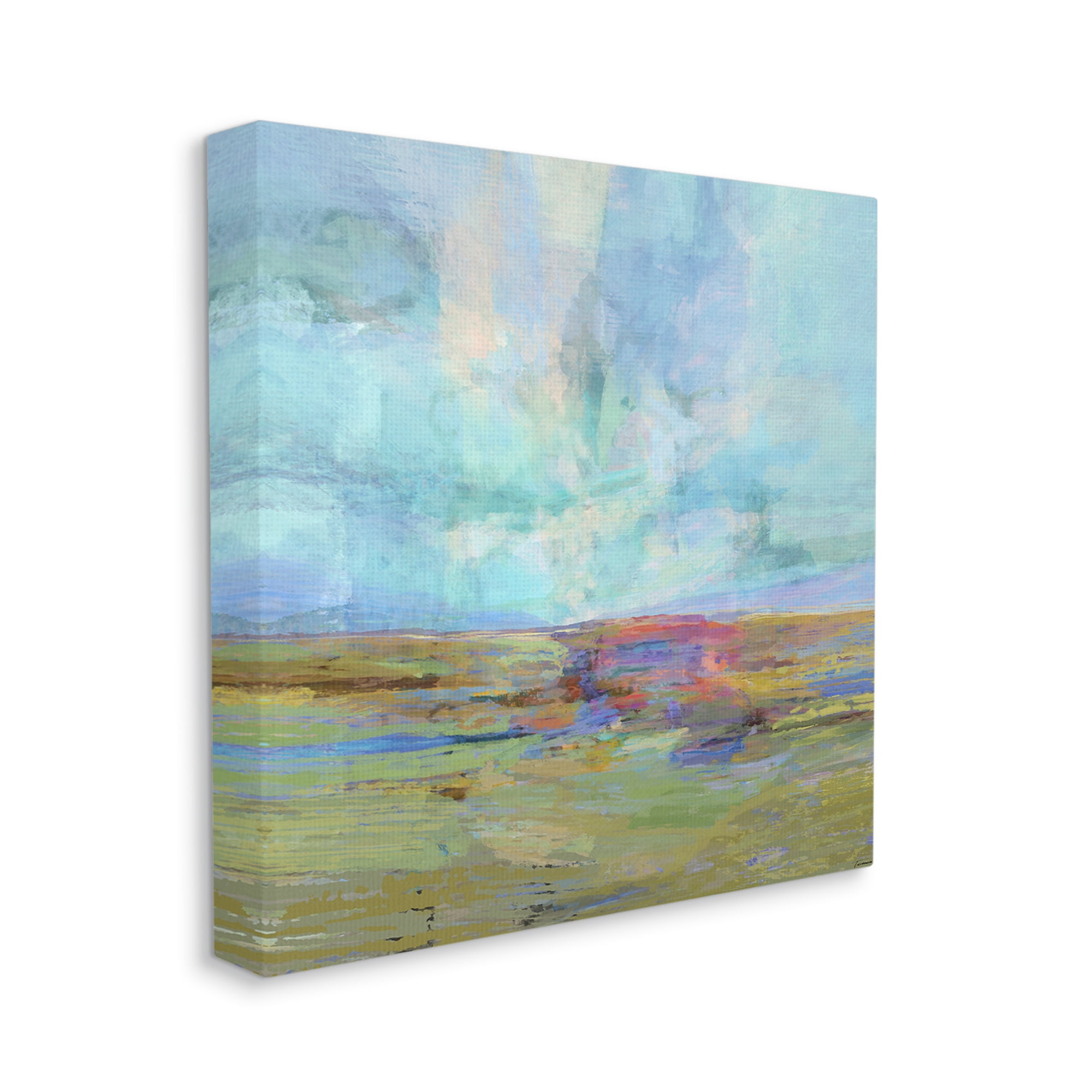Stupell Industries Layered Abstract Grassland Scene Luminous Blue Sky Painting Gallery Wrapped Canvas Print Wall Art, Design by Michael Tienhaara