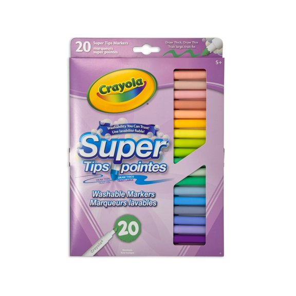 Crayola - Super Tips Pastel Washable Markers, 20 Count