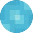 thumbnail image 1 of Ahgly Company Machine Washable Indoor Round Transitional Bright Cyan Blue Area Rugs, 8' Round, 1 of 7