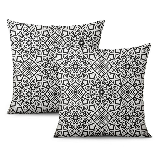 Luxurious 18x18 inch Decorative Pillow Cover Set - Classy Gray White Pattern for Sofa and Couch
