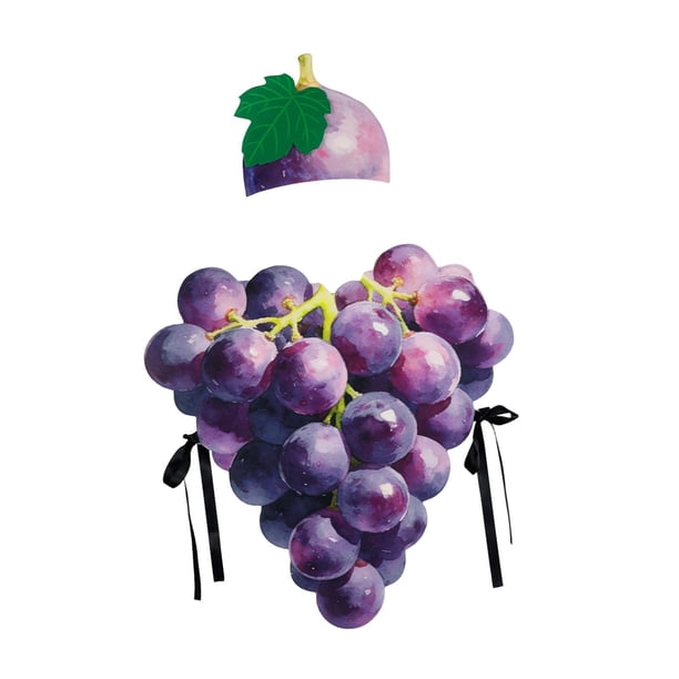 Disfraz de uva con sombrero, bonito y divertido disfraz de fruta para fiestas temáticas. Niños