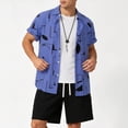thumbnail image 4 of Yteetum Hawaiian Shirt for Men Button Down Abstract Printed Short Sleeve Tops Summer Casual Lapel Neck Loose Lightweight Vacation Beach Shirts, 4 of 6