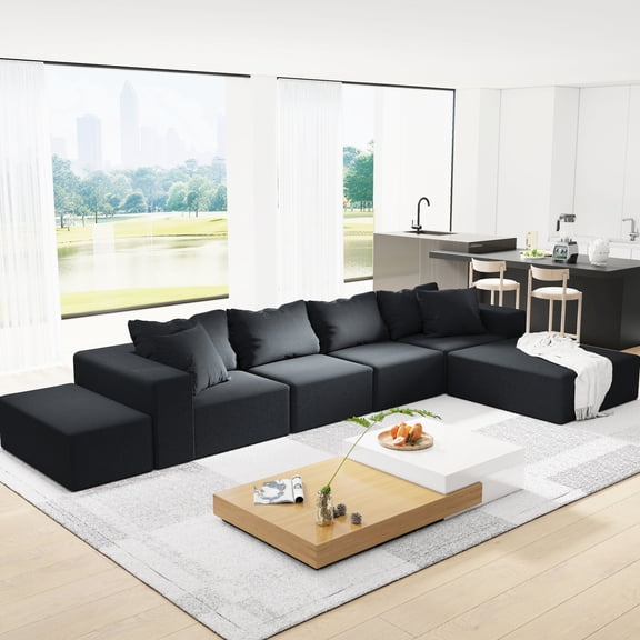 No - Assembly 6 - Seat L - Shaped Sofa / Easy - to - Use Living Room Furniture