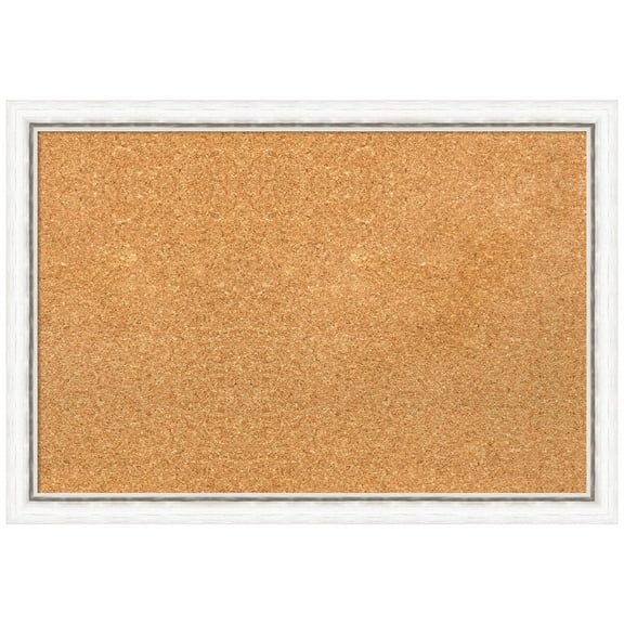 Amanti Art Natural Cork Board Wood Framed Morgan White Silver Bulletin Board 26 in. x 18 in.