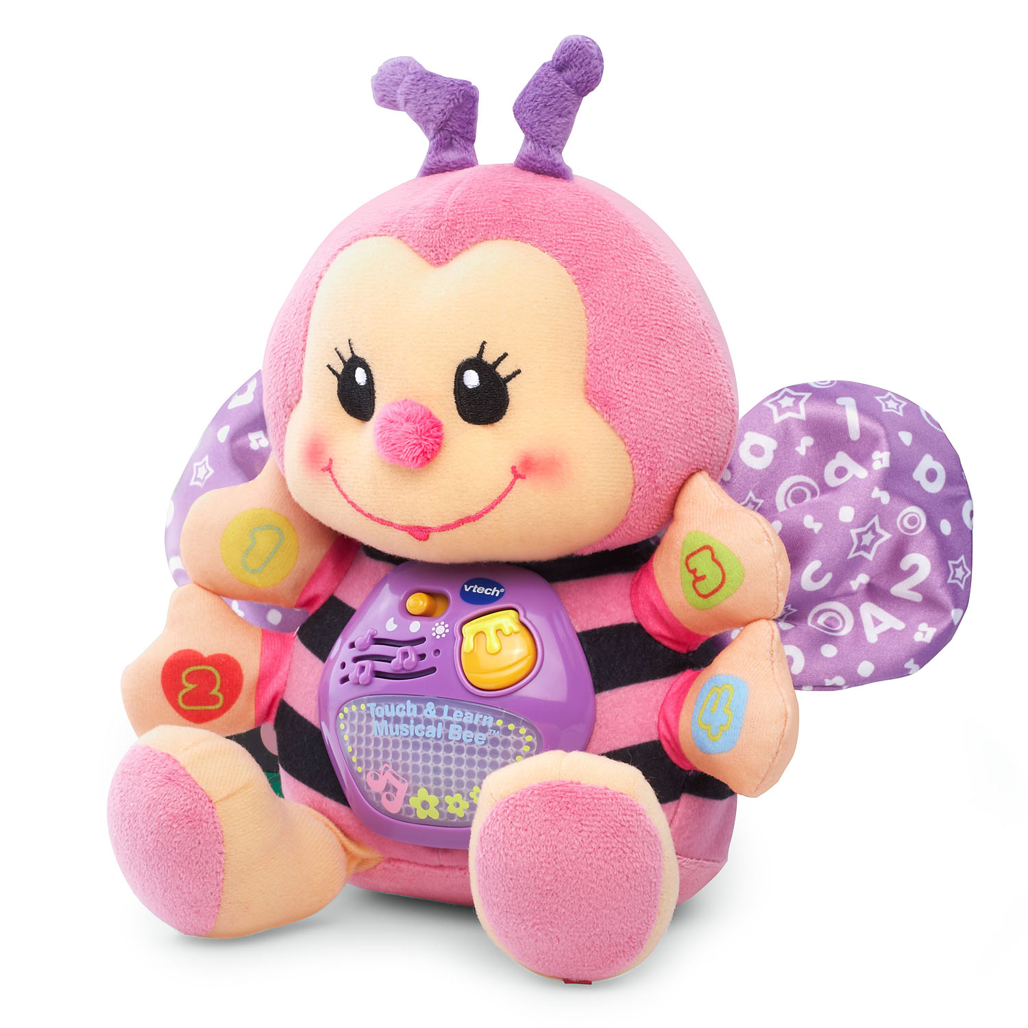 VTech Touch and Learn Musical Bee, Plush Crib Baby Toy, Pink, Walmart Exclusive - image 4 of 5