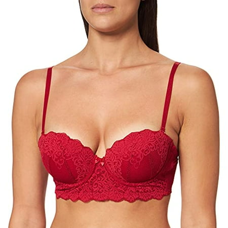 

Iris & Lilly Women s Lace Padded Strapless Bra Red 36A