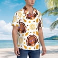 thumbnail image 2 of Lsque Fall Turkey pattern Hawaiian Shirt for Men, Unisex Summer Beach Casual Short Sleeve Button Down Shirts-Medium, 2 of 9